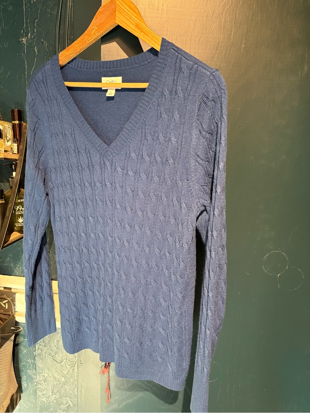 croft & barrow Navy Cable-Knit V-Neck Sweater